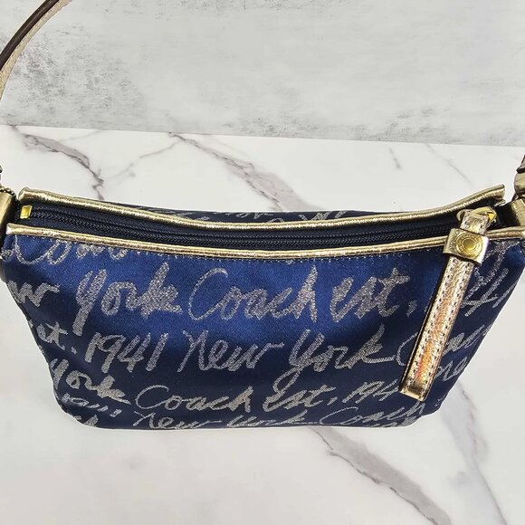 Coach Poppy New York Script Y2K Baguette Shoulder Bag - Picture 9 of 11